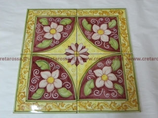 cod.art: pa04 - Pannello decorativo in ceramica, realizzato in base alle esigenze del cliente che ci ha comunicato decoro e misure. Ne vorresti uno simile? Che misura preferisci? Invia una richiesta e riceverai il preventivo con le spese di spedizioni